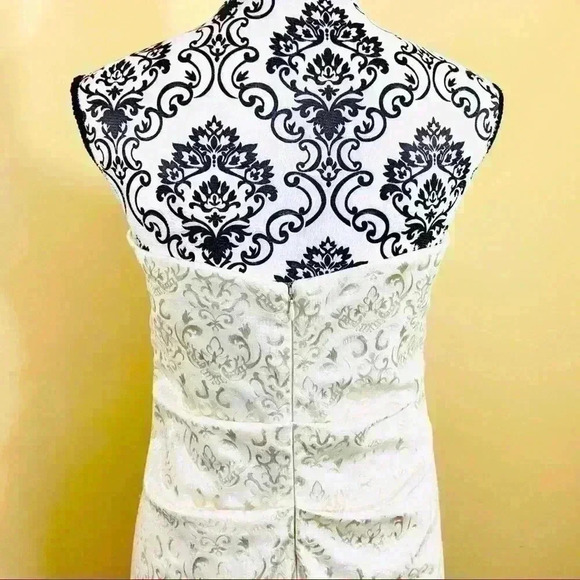 Blondie Nites by Stacy Sklar Creme & Gold Strapless Bodycon Mini Dress Size 13 - Picture 11 of 16